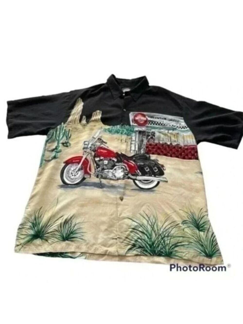Harley Davidson Mens 2XL Motorcycle Desert Graphic Novelty Short Sleeve Shirt